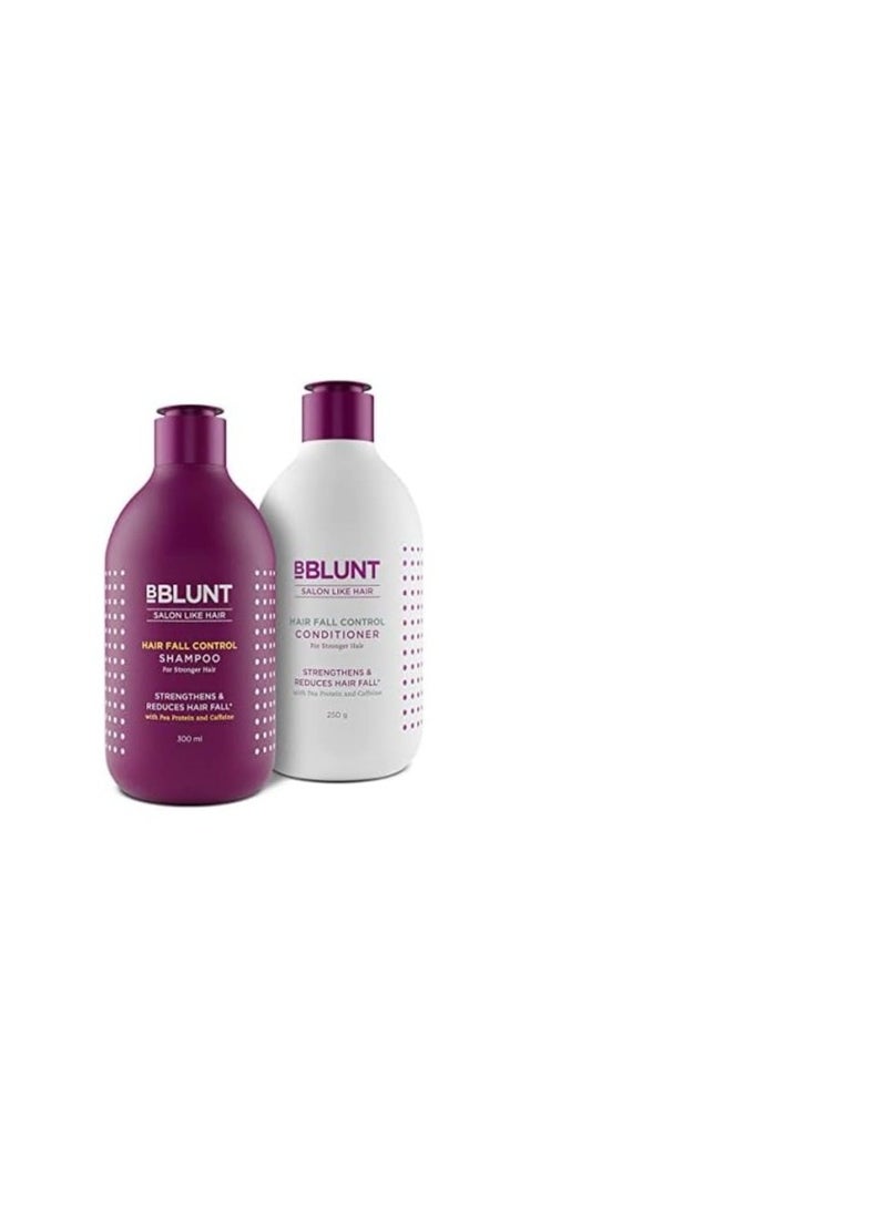 BBLUNT Hair Fall Control Shampoo & Conditioner Combo with Pea Protein & Caffeine for Stronger Hair - (300 ml + 250ml) (Pack of4) - Image 2